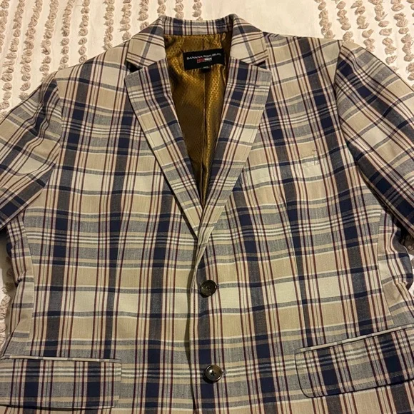Brooks Brothers Blue and Tan Plaid Blazer - Picture 2 of 6